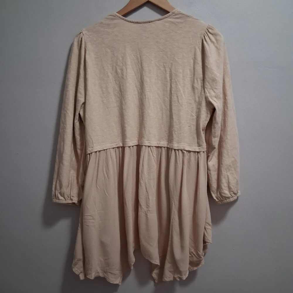 Torrid Crepe Open Balloon Sleeve Top Cardigan Oatmeal Beige Size 0 / Large - Picture 5 of 6